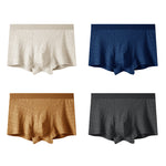 4 Pack Men's Antibacterial Cotton Jacquard Breathable Solid Color Trunks
