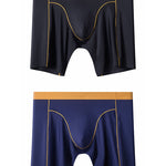 2 Pack Men's Sports Anti-Chafing Ice Silk Quick-Dry Boxers Briefs & Midway Briefs