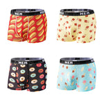 4 Pack Men's Bold Prints Mid-Rise Seamless Comfort Trunks