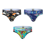 3 Pack Men's Trendy Prints Comfort U-Pouch Design Mesh Breathable Thongs