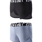 2 Pack Men's Ice Silk Side-Slit Athletic Loose Fit Elastic Lounge Sleep Boxer Shorts