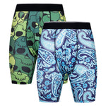 2 Pack Men's Printed High-Stretch Relaxed Fit Sport Activewear Tights