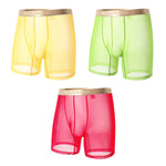 3 Pack Men's Ice Silk Mesh Solid Color Seamless Comfort Boxer Briefs