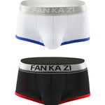 2 Pack Men's Color Block U-Pouch Mid-Rise Sporty Trunks