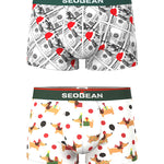 2 Pack Men's Seamless Comfort Playful Style Prints Breathable Trunks