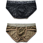 2 Pack Men's Low-Rise Sexy Lace U-Pouch Briefs