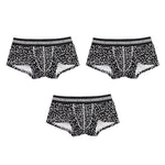 3 Pack Men's Floral Print U-Pouch Slim-Fit Breathable Cotton Trunks