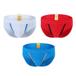 3 Pack Men's Breathable Separate Pouch Low-Rise Briefs with Openable Front Pouch