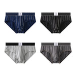 4 Pack Men's Striped Design Soft-Touch Cotton Fabric Breathable Briefs