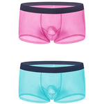 2 Pack Men's Ice Silk Separated Pouch Breathable Stretch Fit Trunks