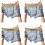 4 Pack Men's Seamless Comfort No-Roll & Breathable Leopard Print Trunks
