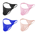 4-pack Men's Lace Side Buttoned Thongs