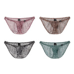 4 Pack Men's Ice Silk Cooling Mesh Breathable U-Pouch Leopard Print Bikinis