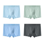 4 Pack Men's Seamless Cooling Ice Silk Antibacterial Mid-Rise Trunks