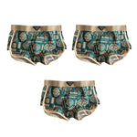 3 Pack Men's Vintage Print Cotton Comfy Waistband Soft Touch Trunks
