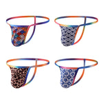 4 Pack Men's Striped Breathable Mesh Ultra Elastic & Soft Thongs