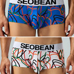 2 Pack Men's Comfortable Breathable Messy Lines Polyester Boxer Briefs