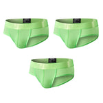 3 Pack Men's Single-Layer Sheer Ice Silk U-Pouch Low-Rise Briefs