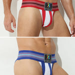 2 Pack Men's Sexy Rainbow Stretchy Breathable Soft U-Convex Pouch Bikini