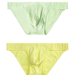 2 Pack Men's Low-Rise High-Cut Ribbed Cotton Bikini