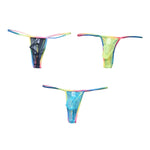 3-pack Men's Sexy Rainbow Transparent Convex Pouch Breathable Thong