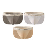 3 Pack Men's Ice Silk Lightweight & Transparent Skin-Feel Solid Color Briefs