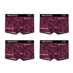 4 Pack Men's Ice Silk Pink Leopard Print Anti-Chafing Stretch Fit Trunks