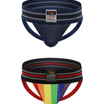 2 Pack Men's Supportive Fit Comfy Waistband Anti-Chafing Stretch Jockstrap