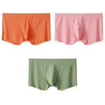 3 Pack Men's Ice Silk Mesh Large Pouch Solid Color Sexy Trunks