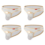 4 Pack Men's Airy Mesh Design Low-Rise Contoured Pouch Briefs