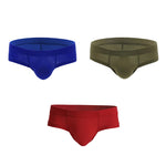 3 Pack Men's Cotton Solid U-Shaped Pouch Briefs