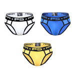 3 Pack Men's Sporty Cut Breathable Mesh Solid Color Seamless Briefs