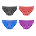 4 Pack Men's Sexy Solid Color Low-Rise Stretch Fit Breathable Briefs