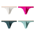 4 Pack Men's Low-Rise Solid Thongs with Reinforced Edging
