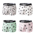 4-Pack Men's Trendy Print Ice Silk Mid-Rise Trunks