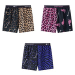 3 Pack Men's Leopard Print Ice Silk Loose-Fit Breathable Boxer Shorts