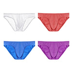4 Pack Men's Sexy Solid Color Low-Rise Stretch Fit Breathable Briefs