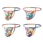 4 Pack Men's Low Rise Fashion Mesh Rainbow Camo Print Thongs