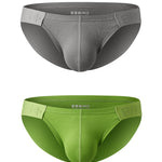 2 Pack Men's Solid Color Low Rise Sweat-Absorbent Large U-Shaped Small Pocket Briefs