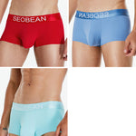3 Pack Men's  Ice Silk Solid Color Breathable Antibacterial Trunks