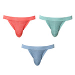 3 Pack Men's Breathable Mesh Odor-Resistant Solid Color Sexy Briefs