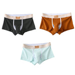 3 Pack Men's Elephant Trunk Separate Cotton Sexy Mid-Rise Solid Color Trunks