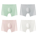 4 Pack Men's Seamless Ice Silk Quick-Dry U-Pouch Cooling Touch Boxer Briefs