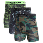 3 Pack Men's Trendy Prints Quick-Dry High-Stretch Snug Fit Activewear Tights