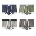 4 Pack Men's Ultra-Soft Breathable Cotton Striped Design Comfort Trunks & Boxers Briefs