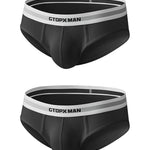2-Pack Men's Threaded Design Breathable Comfort Low-Rise Thin U-convex Briefs