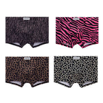 4 Pack Men's Leopard Print Mid-Rise Breathable Antibacterial Trunks