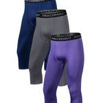 3 Pack Men's Multi-Sport Workout Ready Close-Fitting Comfort Activewear Tights