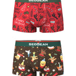 2 Pack Men's Seamless Comfort Playful Style Prints Breathable Trunks