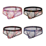4-pack Men's Lace Print Sheer Mesh Bohemian Boxer Briefs